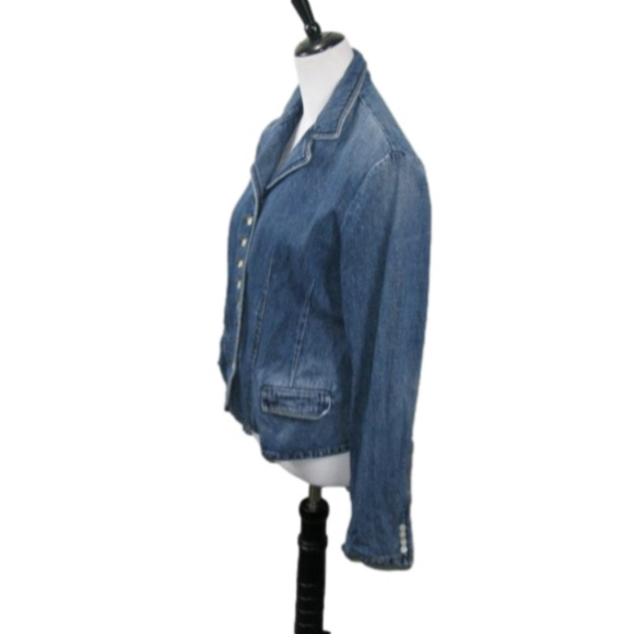 NWOT Lauren Ralph Lauren Iridescent Button Front Jean Jacket Size Large - Picture 3 of 7